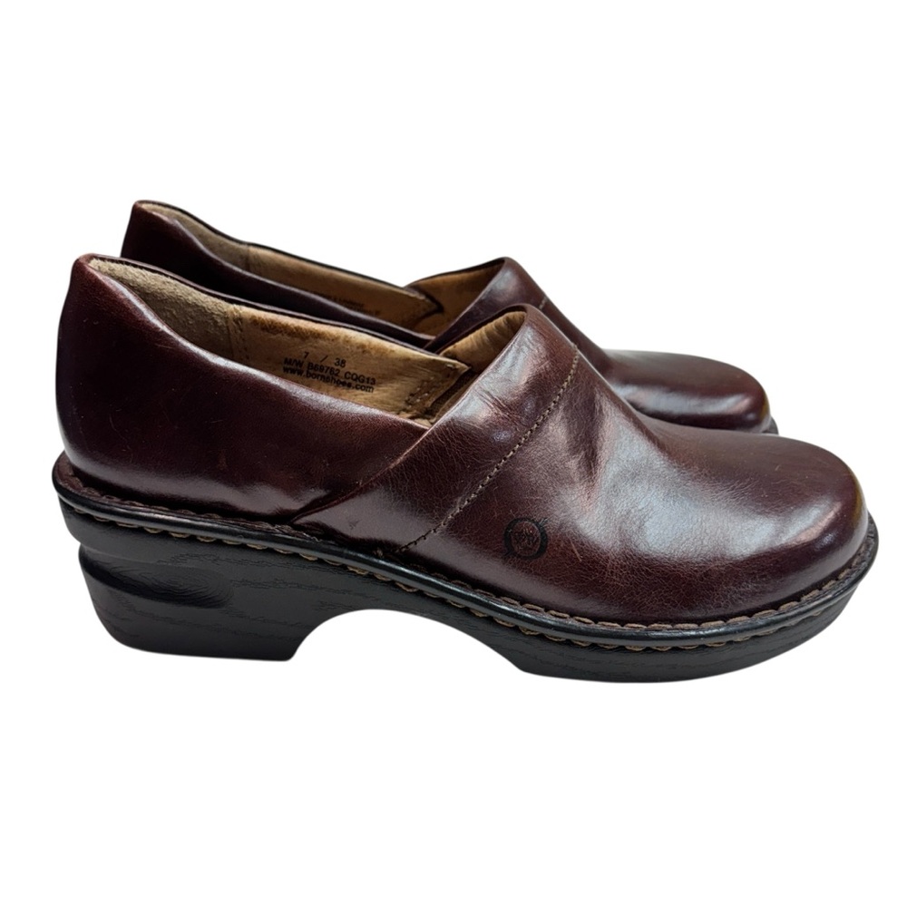 Born Shiny Brown Leather Slip On Shoes Sz 7